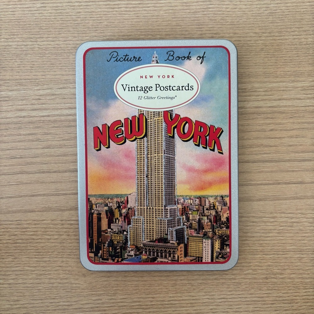 NEW Cavallini Vintage New York Glitter Greetings 12 Assorted Postcards Set
